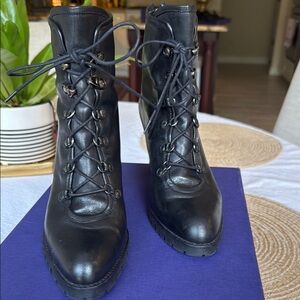 Black Lace-Up Ankle Boots